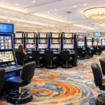 Casino slot machines on a gaming floor illustrating slot advantage play for beginners